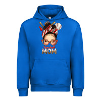 Cobalt Baseball Mom Messy Bun Urban Hoodie - texasbilliewilder