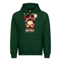 Forest Green Baseball Mom Messy Bun Urban Hoodie - texasbilliewilder