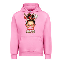 Fuchsia Pink Baseball Mom Messy Bun Urban Hoodie - texasbilliewilder