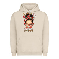Pigment French Oak Baseball Mom Messy Bun Urban Hoodie - texasbilliewilder