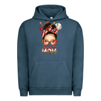 Pigment Midnight Navy Baseball Mom Messy Bun Urban Hoodie - texasbilliewilder