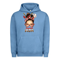 Pigment Pebble Blue Baseball Mom Messy Bun Urban Hoodie - texasbilliewilder