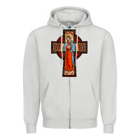 Dove Grey lady of guadalupe leopard cross Zipper Hoodie - BarkalooDesign