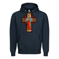 Navy lady of guadalupe leopard cross Zipper Hoodie - BarkalooDesign
