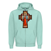 Seafoam lady of guadalupe leopard cross Zipper Hoodie - BarkalooDesign