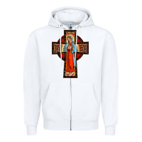 White lady of guadalupe leopard cross Zipper Hoodie - BarkalooDesign