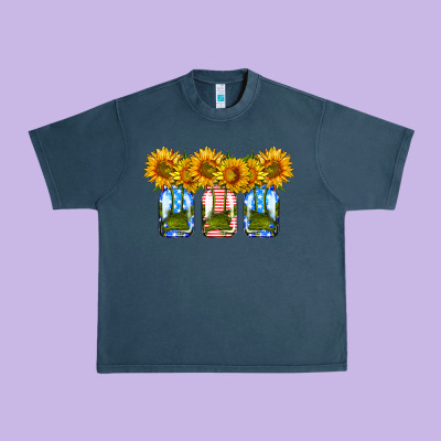 American Sunflower Mason Jar Urban Heavy Tee Designed By Hra Design Shop