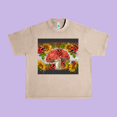 Ladybug Mushrooms Urban Heavy Tee Designed By Barkaloodesign