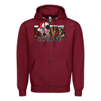 Burgundy love Christmas cow Zipper Hoodie - Jasminsmagicworld
