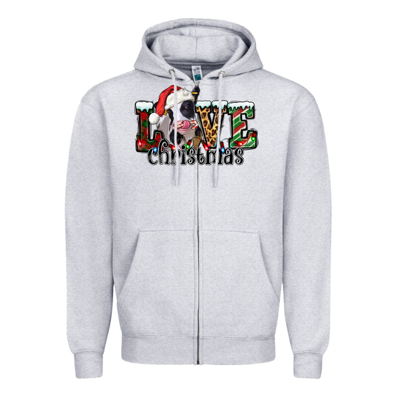 Love Christmas Cow Zipper Hoodie by Jasminsmagicworld | Teevron