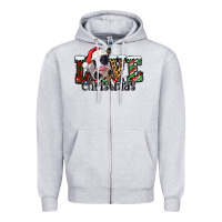 Heather Grey love Christmas cow Zipper Hoodie - Jasminsmagicworld