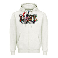 Oatmeal Heather love Christmas cow Zipper Hoodie - Jasminsmagicworld