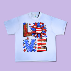 Love America Sunflower Urban Heavy Tee Designed By Hra Design Shop