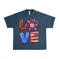 Midnight Navy love america sunflower Urban Heavy Tee - HRA Design Shop