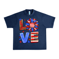 Navy love america sunflower Urban Heavy Tee - HRA Design Shop