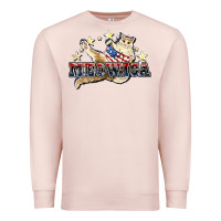 Pale Pink meowica cat Premium Sweatshirt - NancyCooperArtShop