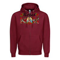 Burgundy blessed mom lady of guadalupe Zipper Hoodie - BarkalooDesign