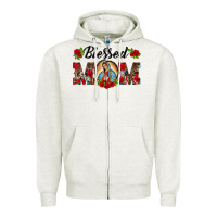 Oatmeal Heather blessed mom lady of guadalupe Zipper Hoodie - BarkalooDesign