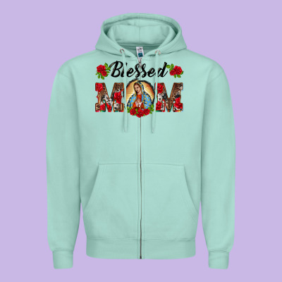 Blessed Mom Lady Of Guadalupe Zipper Hoodie Designed By Barkaloodesign