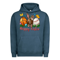Pigment Midnight Navy Happy Easter sports with butterfly Urban Hoodie - NancyCooperArtShop