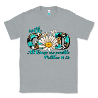 Heather Grey with god all things are possible daisy Classic Tee - AdoDesignShop