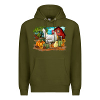 Army Green Fall Chicken Premium Hoodie - LillyAllenDesigns