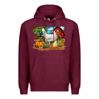 Burgundy Fall Chicken Premium Hoodie - LillyAllenDesigns