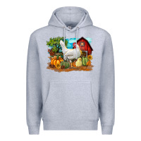 Heather Grey Fall Chicken Premium Hoodie - LillyAllenDesigns