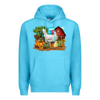 Ocean Blue Fall Chicken Premium Hoodie - LillyAllenDesigns