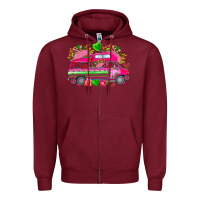 Burgundy valentines day tacos truck Zipper Hoodie - NancyCooperArtShop