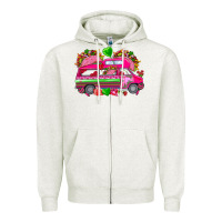 Oatmeal Heather valentines day tacos truck Zipper Hoodie - NancyCooperArtShop