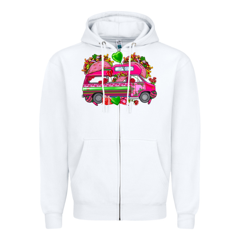 Valentines Day Tacos Truck Zipper Hoodie by NancyCooperArtShop | Teevron
