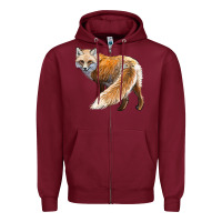 Burgundy Red Fox Zipper Hoodie - LillyAllenDesigns