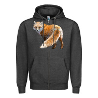 Charcoal Heather Red Fox Zipper Hoodie - LillyAllenDesigns