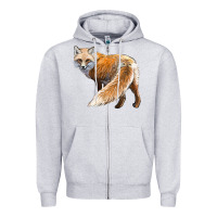 Heather Grey Red Fox Zipper Hoodie - LillyAllenDesigns