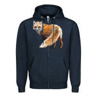 Navy Red Fox Zipper Hoodie - LillyAllenDesigns