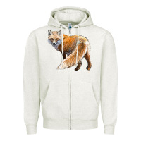 Oatmeal Heather Red Fox Zipper Hoodie - LillyAllenDesigns
