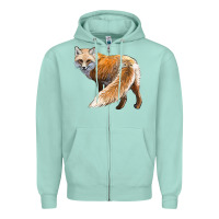 Seafoam Red Fox Zipper Hoodie - LillyAllenDesigns
