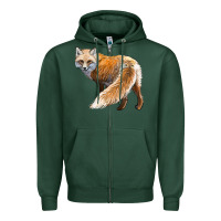 Sports Green Red Fox Zipper Hoodie - LillyAllenDesigns