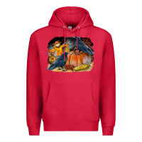 Cardinal Fall Background With Crow Premium Hoodie - LillyAllenDesigns