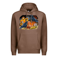 Chestnut Fall Background With Crow Premium Hoodie - LillyAllenDesigns