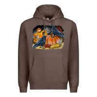 Coffee Fall Background With Crow Premium Hoodie - LillyAllenDesigns