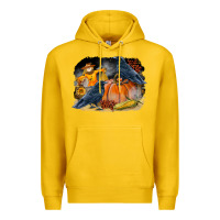 Lemon Fall Background With Crow Premium Hoodie - LillyAllenDesigns