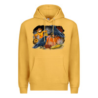 Mustard Fall Background With Crow Premium Hoodie - LillyAllenDesigns
