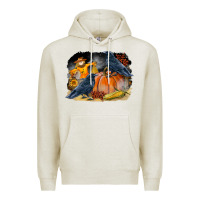 Oatmeal Heather Fall Background With Crow Premium Hoodie - LillyAllenDesigns