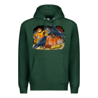 Sports Green Fall Background With Crow Premium Hoodie - LillyAllenDesigns