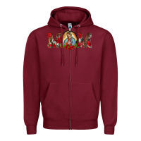 Burgundy mom lady of guadalupe Zipper Hoodie - BarkalooDesign