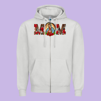 Mom Lady Of Guadalupe Zipper Hoodie Designed By Barkaloodesign