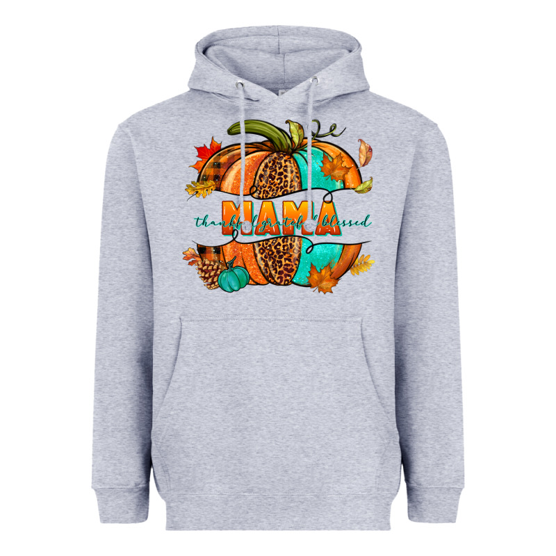 Thankful Grateful Blessed Mama Pumpkin Heavyweight Hoodie by NancyCooperArtShop | Teevron