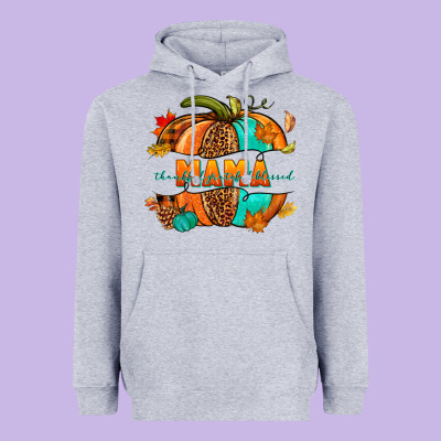 Thankful Grateful Blessed Mama Pumpkin Heavyweight Hoodie Designed By Nancycooperartshop